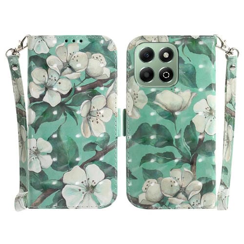Funda para Honor X6B de Cuero con Tapa Horizontal y Diseño 3D Flor de Acuarela