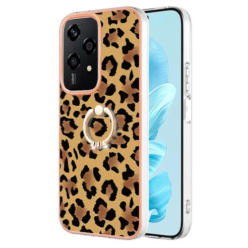 Estuche para Honor 200 Lite con Galvanoplastia Global Doble Cara IMD y Soporte para Anillo (Leopardo)