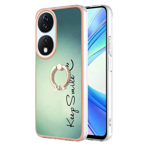 Funda para Teléfono Honor X7B 4G/5G con IMD Doble Cara Galvanizada y Soporte para Anillo (Sonrisa)