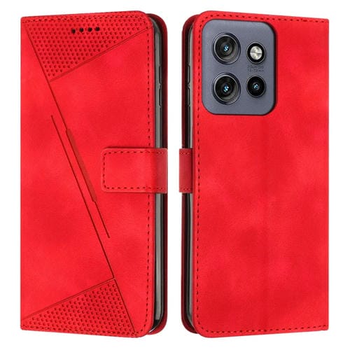 Funda de Cuero Triangular Dream para Motorola Edge 50 Neo con Cordón (Rojo)