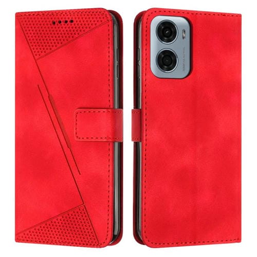 Funda de Cuero Triangular para Motorola Moto G05 Dream con Cordón (Rojo)