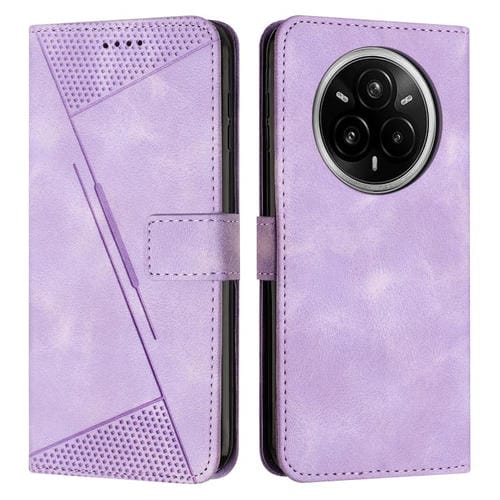 Funda de Cuero Triangular con Cordón para Realme 14 Pro Dream (Morado)