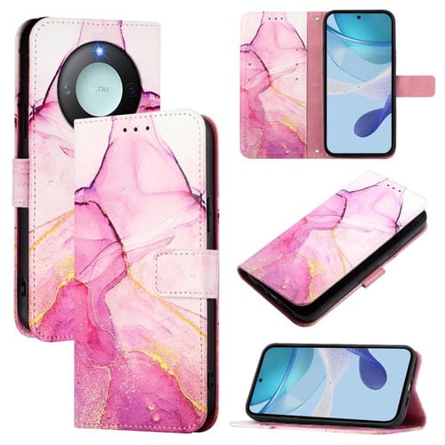 Funda de Cuero con Tapa y Diseño Mármol para Honor X9C 5G Pt003 (Rosa, Morado y Dorado)