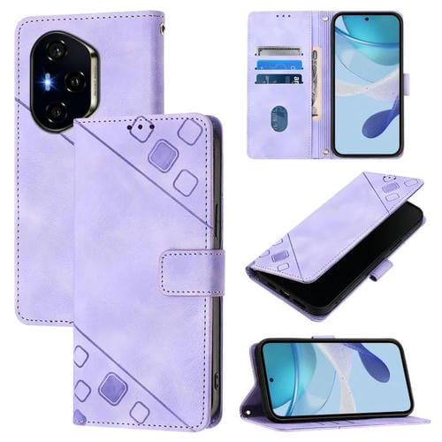Funda de Piel con Relieve para Honor 400 (Morado Claro)