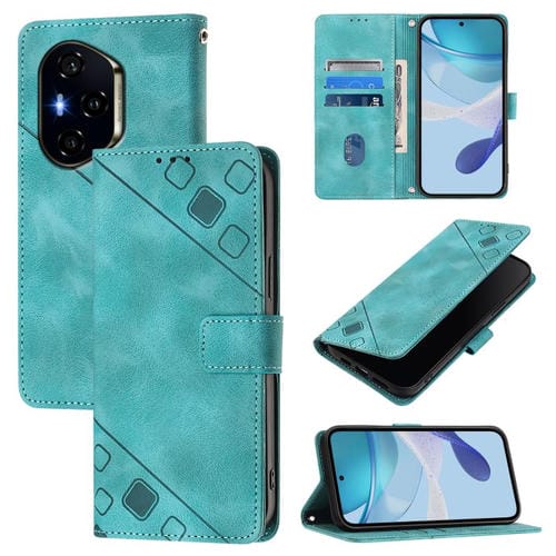 Funda de Piel con Relieve para Honor 400 (Verde)