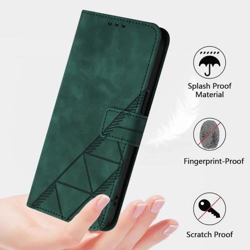 Funda de cuero con relieve 3D para Honor X6c 4G (Verde oscuro)