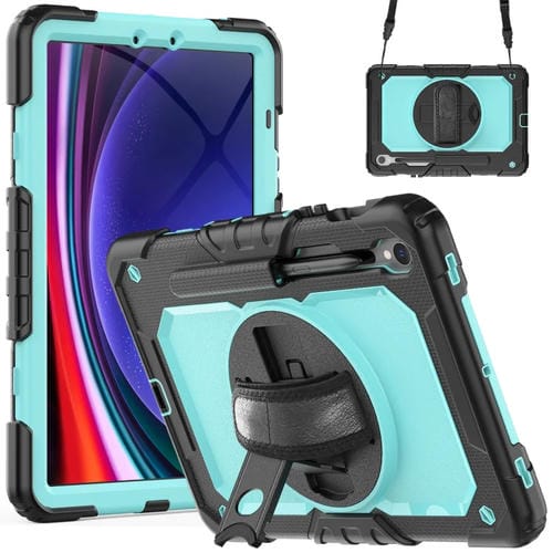 Funda para Samsung Galaxy Tab S9/S9 FE Silicona y PC (Negro y Azul Claro)