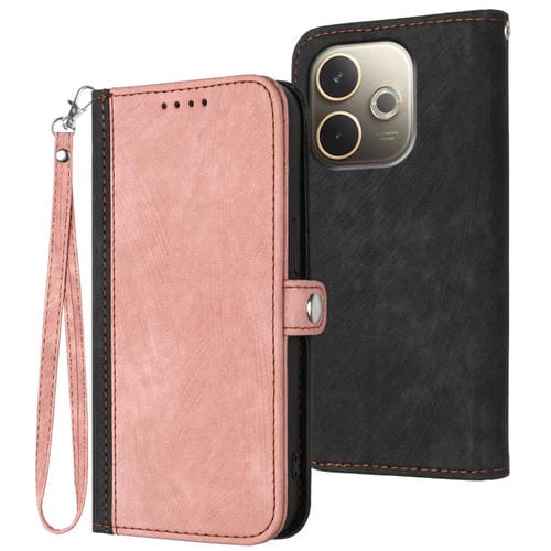 Funda de Cuero con Hebilla Lateral y Doble Pliegue para Oppo A5 Pro 5G (Rosa)