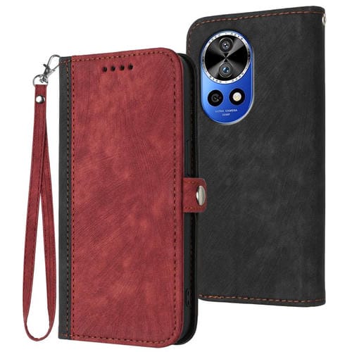 Funda de Cuero para Huawei Nova 12 Pro / Nova 12 Ultra con Correa y Hebilla Doble Plegable (Rojo)