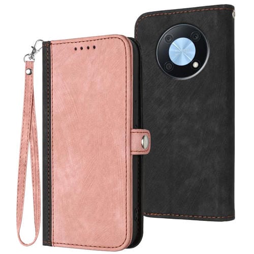 Funda de Cuero con Correa y Hebilla Lateral Doble para Huawei Enjoy 50 Pro/Nova Y90 (Rosa)