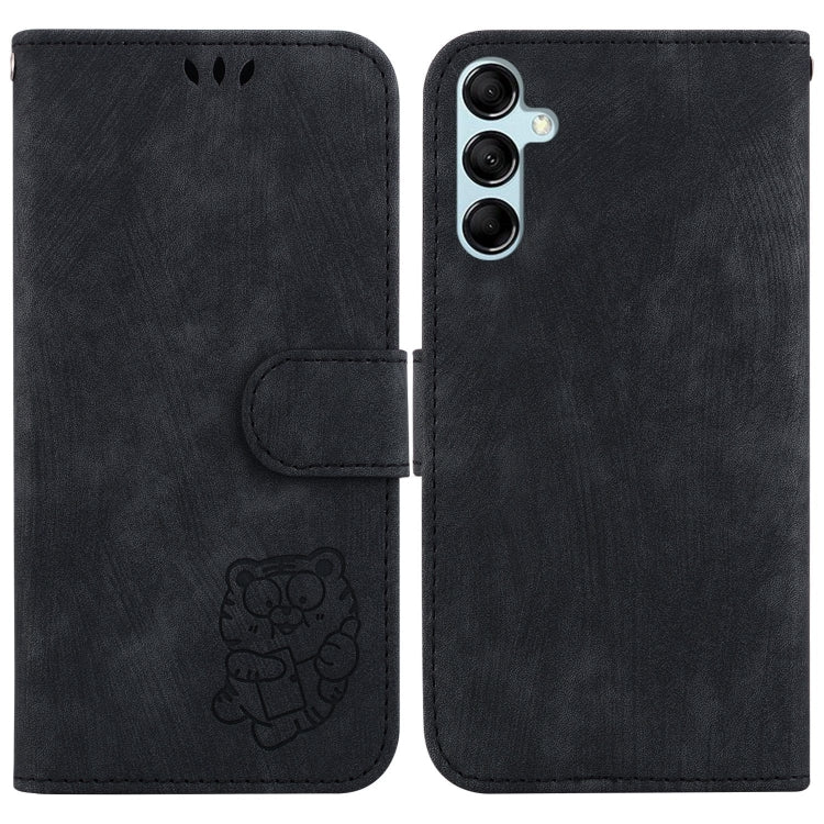 Para Samsung Galaxy M54 5G Funda para teléfono de cuero con relieve Little Tiger (negro)
