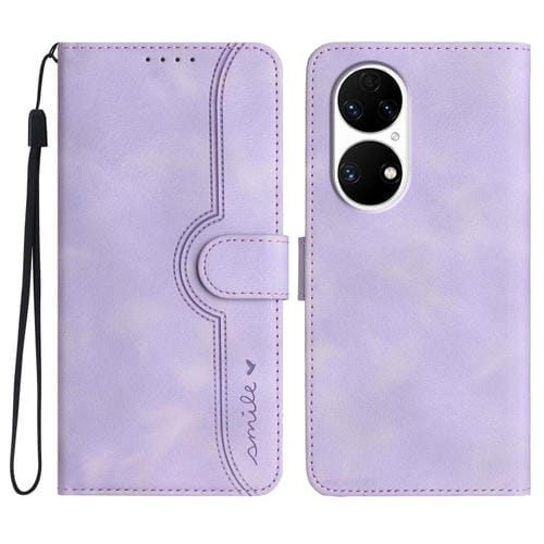 Funda Piel Sintética Huawei P50 Diseño Corazón (Morado)