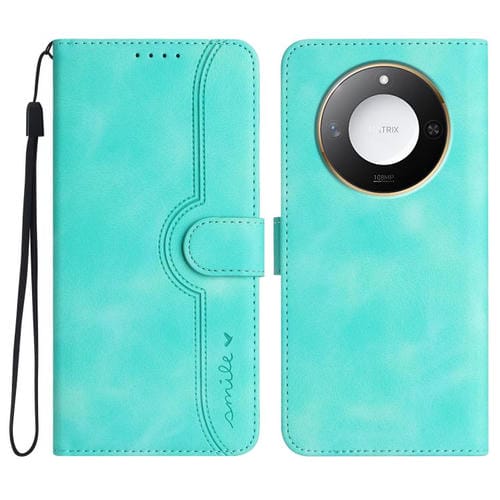 Funda de Cuero con Diseño de Corazón Inteligente para Honor X60/X9C (Azul Claro)