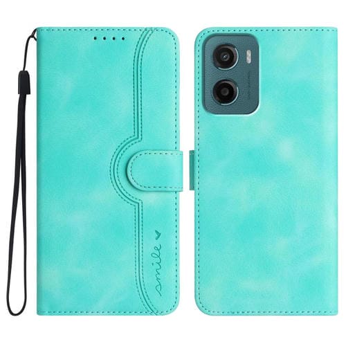 Funda de Piel para Motorola Moto G05 con Diseño de Corazón (Azul Claro)