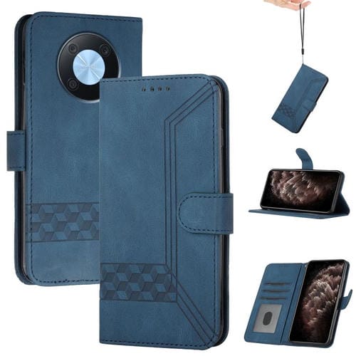Funda de Cuero con Tapa Cúbica para Huawei Enjoy 50 Pro y Nova Y90 (Azul)