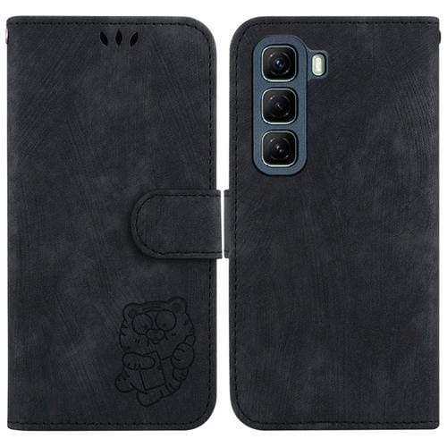 Funda de Cuero con Relieve de Tigre para Infinix Hot 50 4G (Negro)