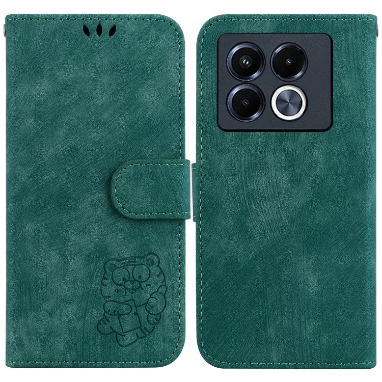 Funda de Cuero con Relieve de Tigre para Teléfono Infinix Note 40 5G (Verde)