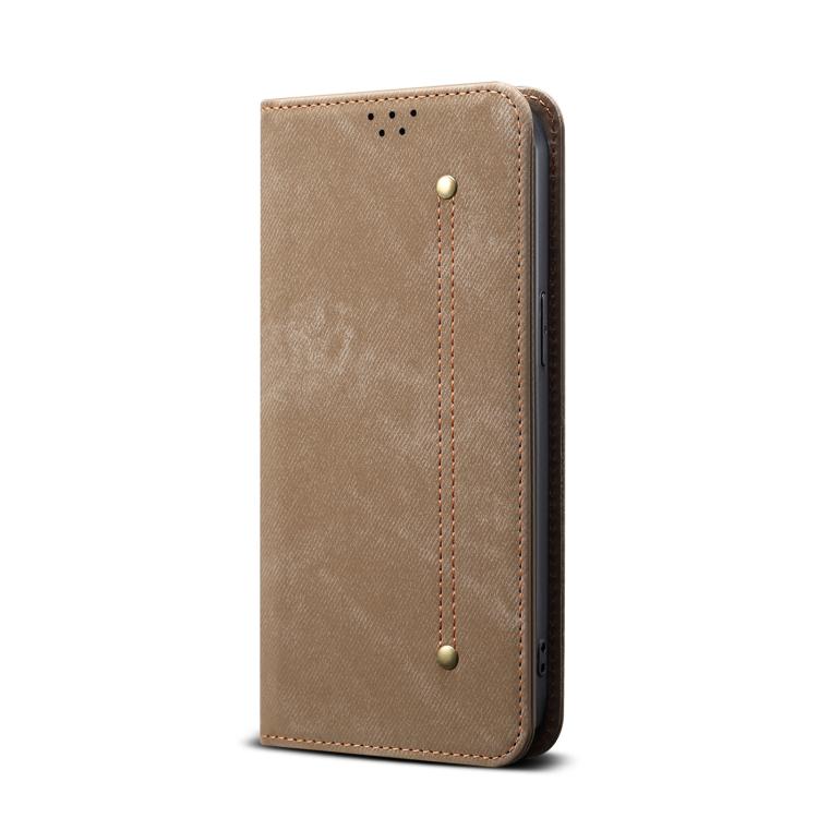 Funda de cuero con textura vaquera para Huawei Nova 14 Ultra (caqui)