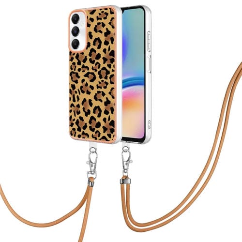 Estuche para Teléfono Samsung Galaxy A05S Imd Doble Cara con Galvanoplastia y Cordón (Leopardo)