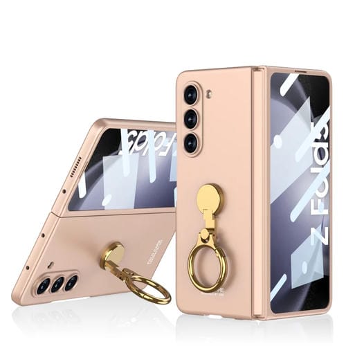 Funda para teléfono Samsung Galaxy Z Fold5 Gkk con soporte de anillo triaxial ultrafino para PC (Oro Brumoso)