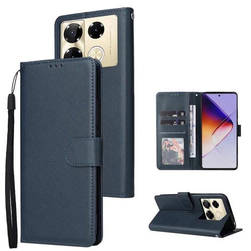 Funda de Cuero Multifuncional para Infinix Note 40 Pro 5G / 4G / 40 Pro+ 5G con 3 Ranuras (Azul Oscuro)