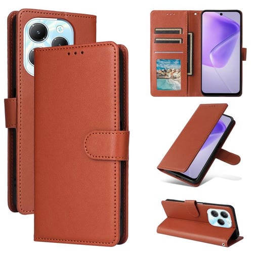 Funda de cuero multifuncional para Infinix Hot 40/40 Pro con 3 ranuras para tarjetas (marrón)