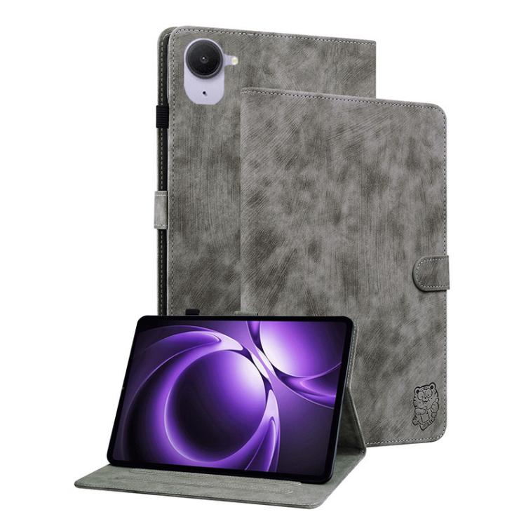 Funda de cuero con tapa y diseño de tigre para Xiaomi Redmi K Pad de 8,8 pulgadas (gris)
