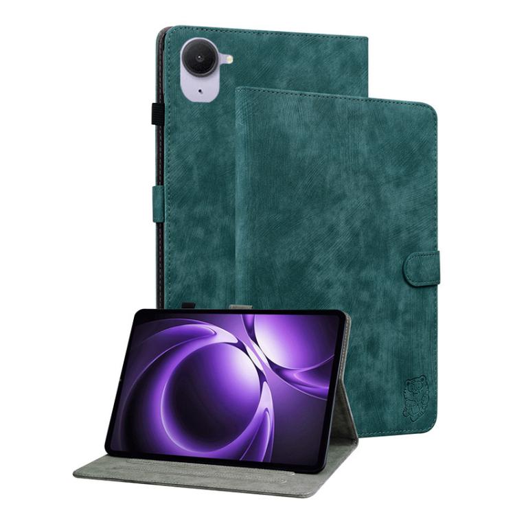 Funda de cuero con tapa y diseño de tigre para Xiaomi Redmi K Pad de 8,8 pulgadas (verde oscuro)