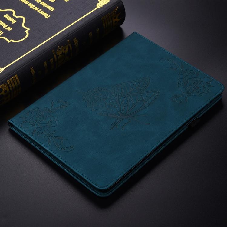 Funda de cuero con relieve de mariposa para Redmi Pad 2 / Redmi Pad SE 11 2025 (azul)