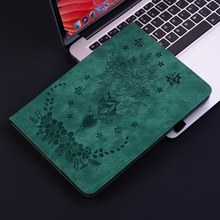 Funda de cuero con relieve mariposa rosa para Redmi Pad 2 / Redmi Pad SE 11 2025 (verde)