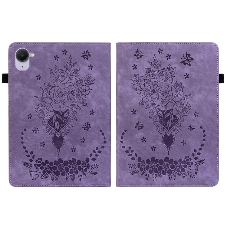 Funda de cuero con relieve mariposa rosa para Xiaomi Redmi K Pad de 8,8 pulgadas (morado)