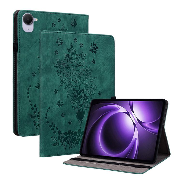 Funda de cuero con relieve mariposa rosa para tableta Xiaomi Redmi K Pad de 8,8 pulgadas (verde)