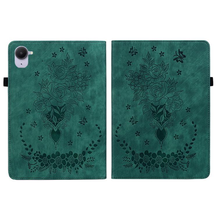 Funda de cuero con relieve mariposa rosa para tableta Xiaomi Redmi K Pad de 8,8 pulgadas (verde)