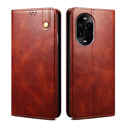 Funda de Cuero Crazy Horse con Cera de Aceite para Huawei Nova 13 Pro 5G (Marrón)
