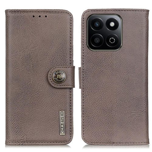 Funda de Cuero Khazneh con Tapa Horizontal y Textura Piel de Vaca para Honor 200 Smart/Play 60 Plus (Caqui)