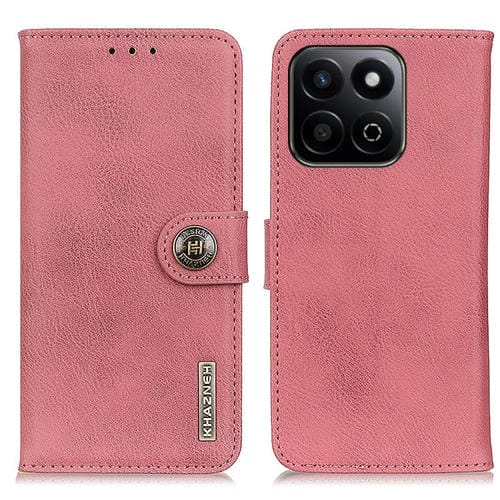 Funda de Cuero Khazneh con Tapa Horizontal y Textura de Piel de Vaca para Honor 200 Smart y Play 60 Plus (Rosa)