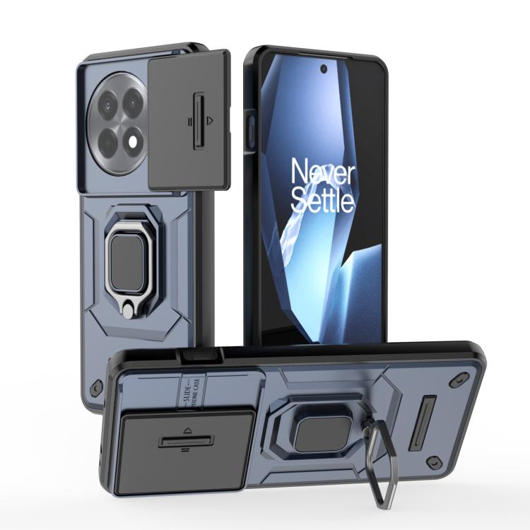 Funda para Teléfono OnePlus Ace 5/Ace 5 Pro con Soporte y Carcasa Deslizante TPU y PC (Azul)