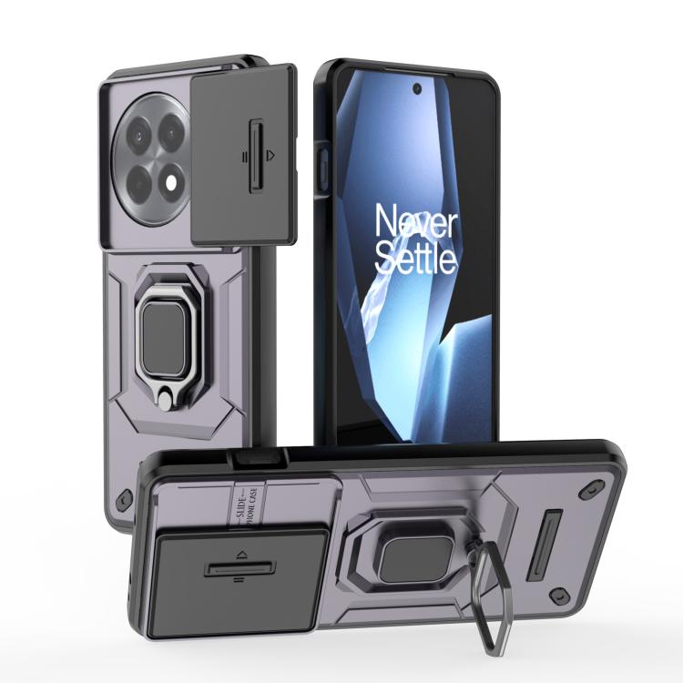 Funda para Teléfono OnePlus Ace 5/Ace 5 Pro con Soporte y Carcasa Deslizante TPU y PC (Morado)