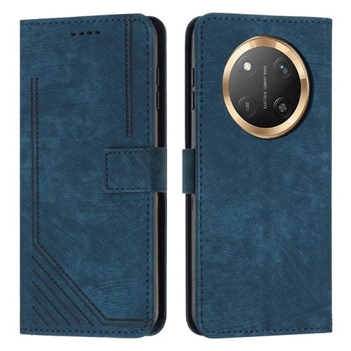 Funda de Cuero para Honor X9C/X60 Pro con Diseño de Rayas y Tacto Agradable (Azul)