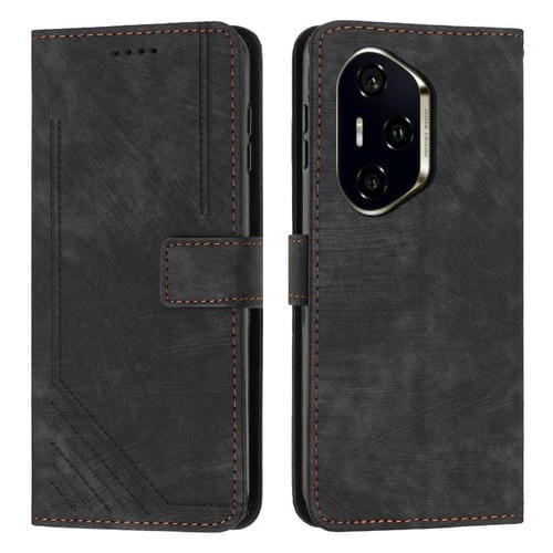 Funda de Cuero Honor 300 Pro/300 Ultra Diseño de Rayas Tacto Piel (Negro)
