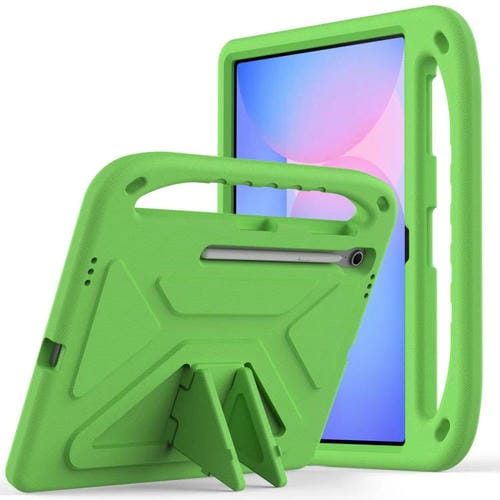 Funda de EVA a prueba de golpes con asa y soporte para Samsung Galaxy Tab S10 FE+ (verde)