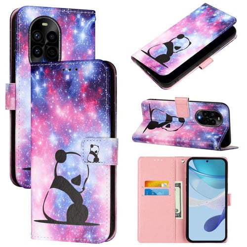 Funda de Cuero Huawei Nova 13 Pro con Patrón de Dibujo de Colores (Baby Panda)