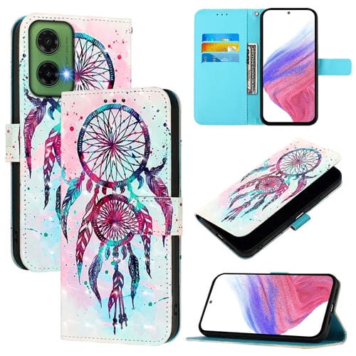 Funda de Cuero con Tapa Horizontal y Pintura 3D para Motorola Moto G35 (Carillones de Viento)