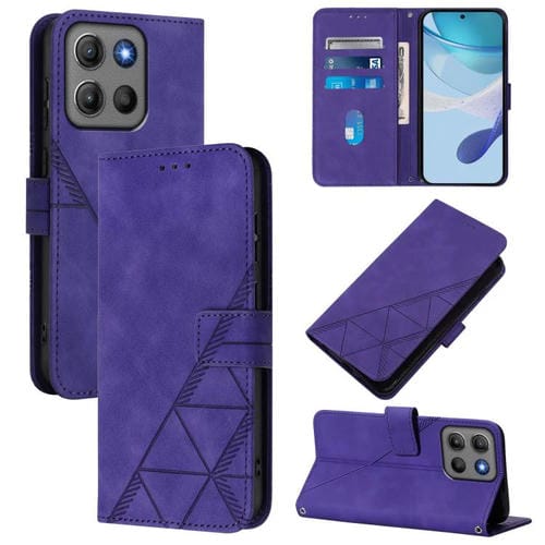 Funda de cuero con relieve 3D para Motorola Moto G15 Power (morado)