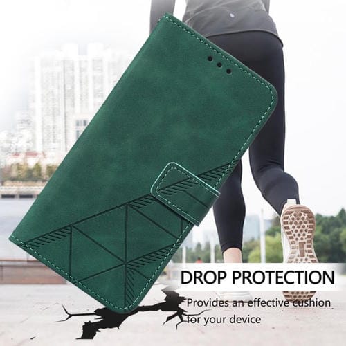 Funda de cuero con relieve 3D para Motorola Moto G15 Power (Verde oscuro)