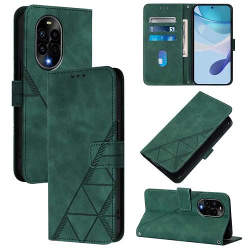 Funda de Cuero con Tapa y Relieve 3D para Huawei Nova 13 Pro (Verde Oscuro)