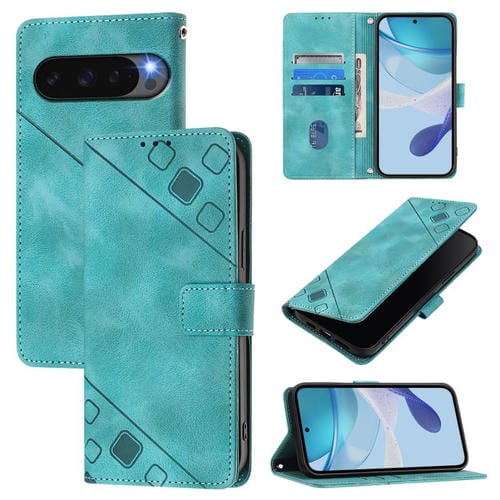 Funda de Cuero con Relieve y Tacto de Piel para Google Pixel 10 5G (Verde)
