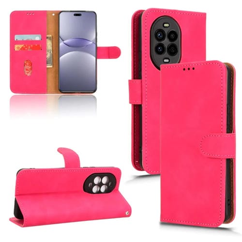 Funda de Cuero con Tapa Magnética para Huawei Nova 13 Pro Skin Feel (Rosa Rojo)