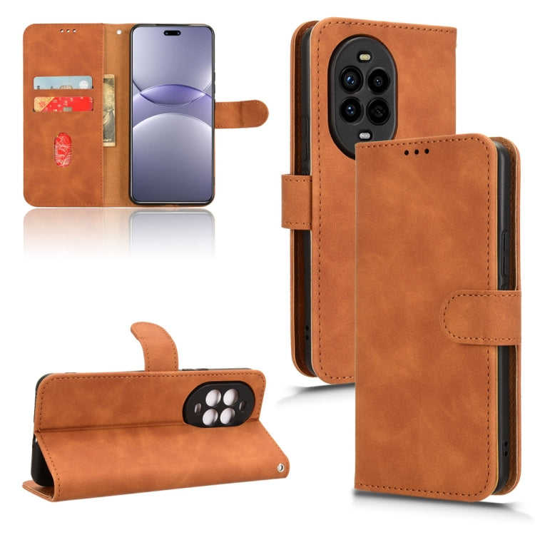 Funda de Cuero con Tapa Magnética y Tacto de Piel para Huawei Nova 13 Pro (Marrón)