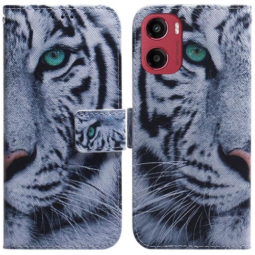 Funda de Cuero con Tapa para Motorola Moto G05/E15 con Dibujo a Color (Tigre)